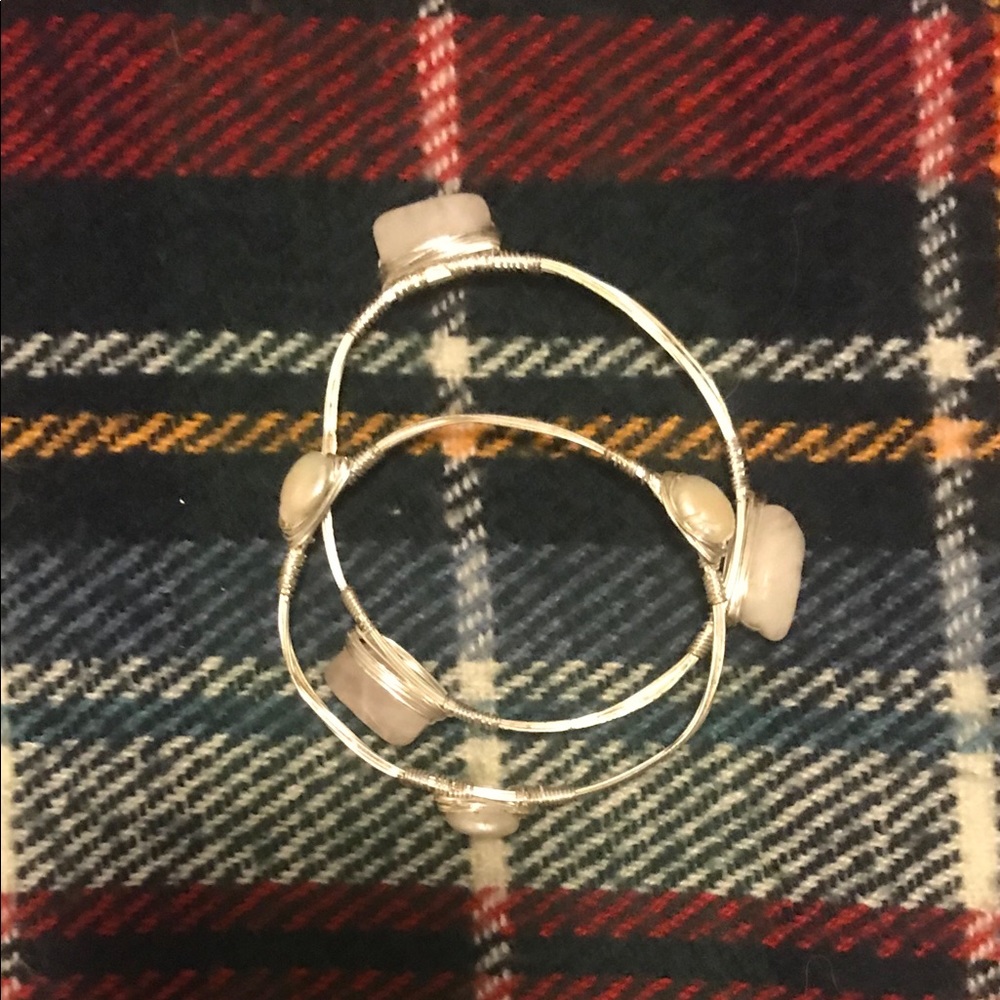 Pearl and Quartz Wrap Bangles
